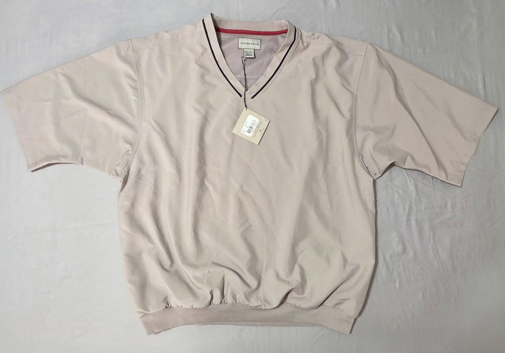 Cutter & Buck Men’s XXL V-Neck Short Sleeve Golf Windshirt Pullover Beige